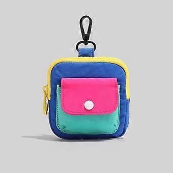 Portable Durable Zipper Coin Purse Contrast Color Earphone Bag Multifunctional Wallet Keyring Bag Daily Use Decoration Gift