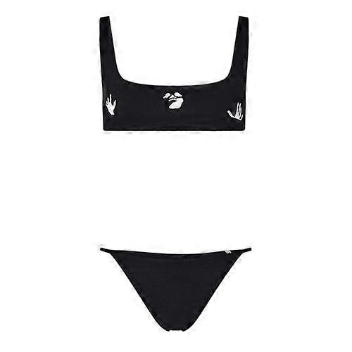 Off White Womens/Ladies Graphic Print Square Neck Bikini Set