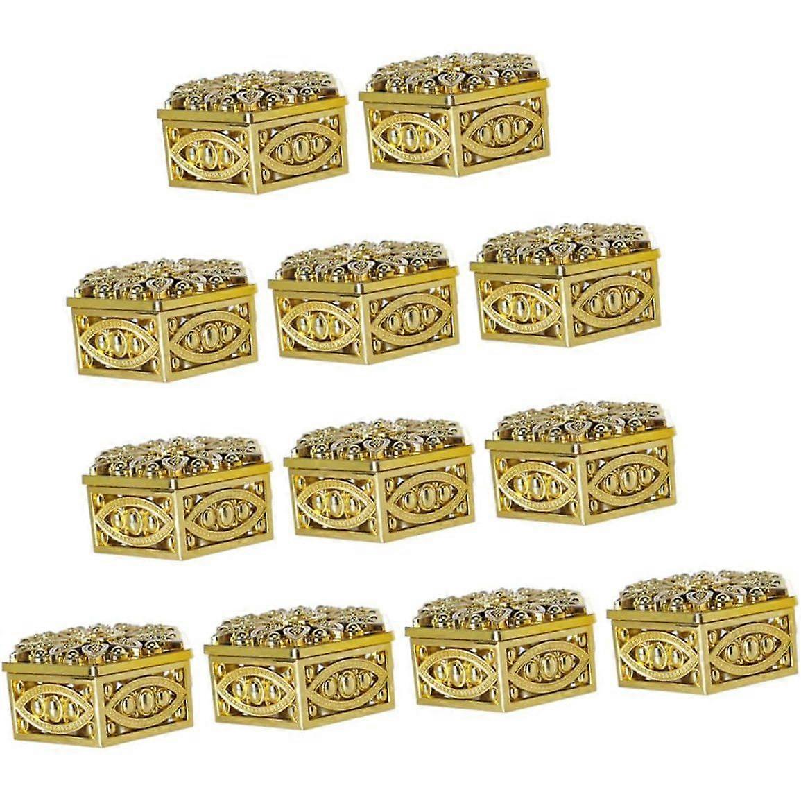 12Pcs Plastic Candy Boxes Multi-Function Present Cases Decorative Candy Containers Hollow Design, Creative Ornament for Wedding Table