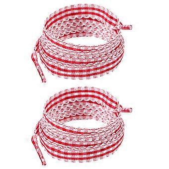 Cordones de zapatos a cuadros con volantes, estampado vichy, de poliéster, para zapatillas, botas, calzado casual y deportivo, color amarillo.