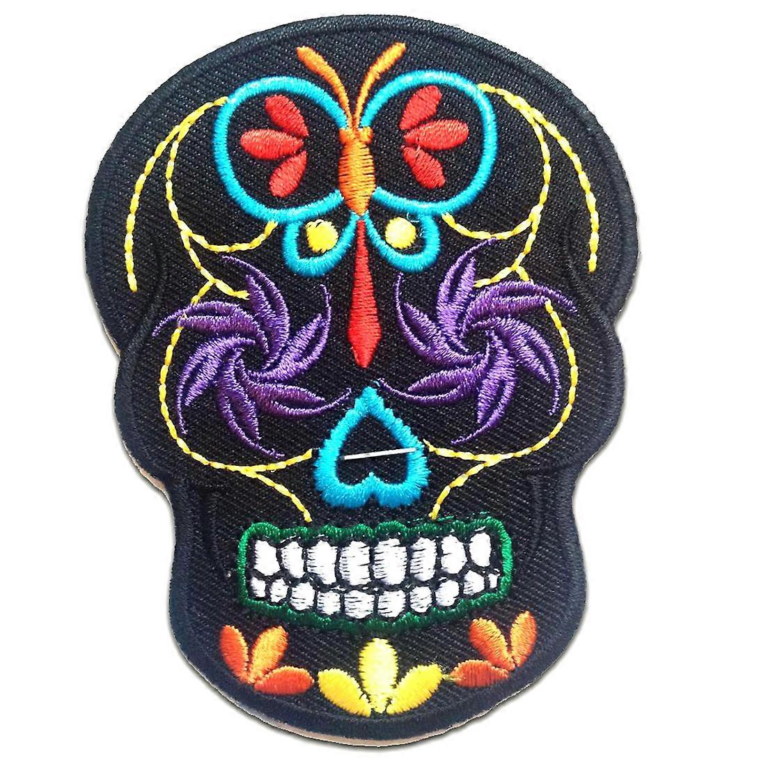 Patch / Iron-on Patch - Skull Skeleton - Multiple Colors Selectable - 7 x 9 cm - Patch