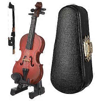 1 Set Wooden Mini Violin with Rack Bow Model Realistic Violin Studio Photo Prop with Box