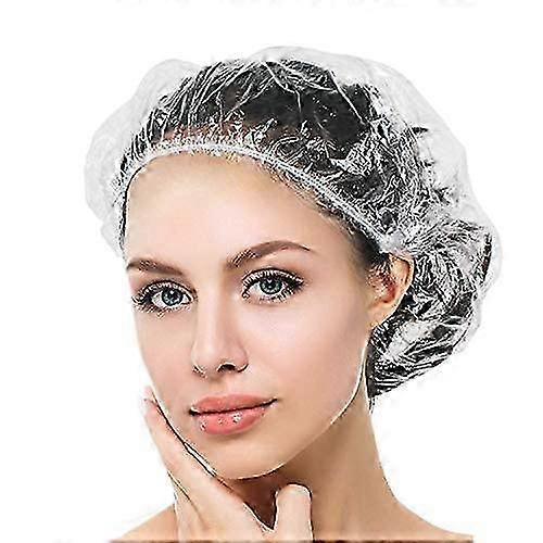 100PCS Disposable Shower Caps, Plastic Clear