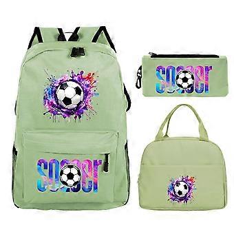 Fußball-Rucksack-Sets für Teenager, großer Schulrucksack mit Lunchtasche und Federmäppchen für den täglichen Gebrauch