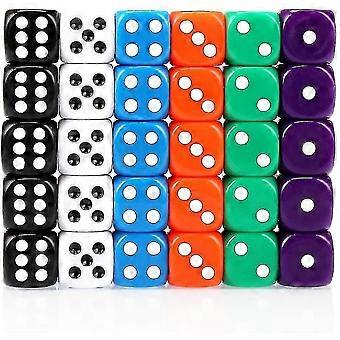 30x Dice 6 Sided 16mm 6 Colours Spot Dice Set For Dice Games -Z
