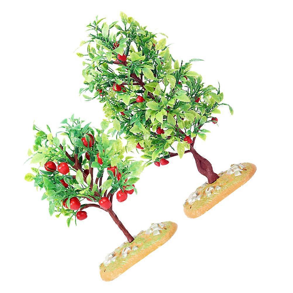 2pcs Simulation Fruit Tree Model Sand Table Small Trees Model Fake Architecture Trees