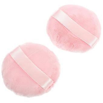 2Pcs Pink Powder Makeup Powder Puff for Makeup Use with Cotton