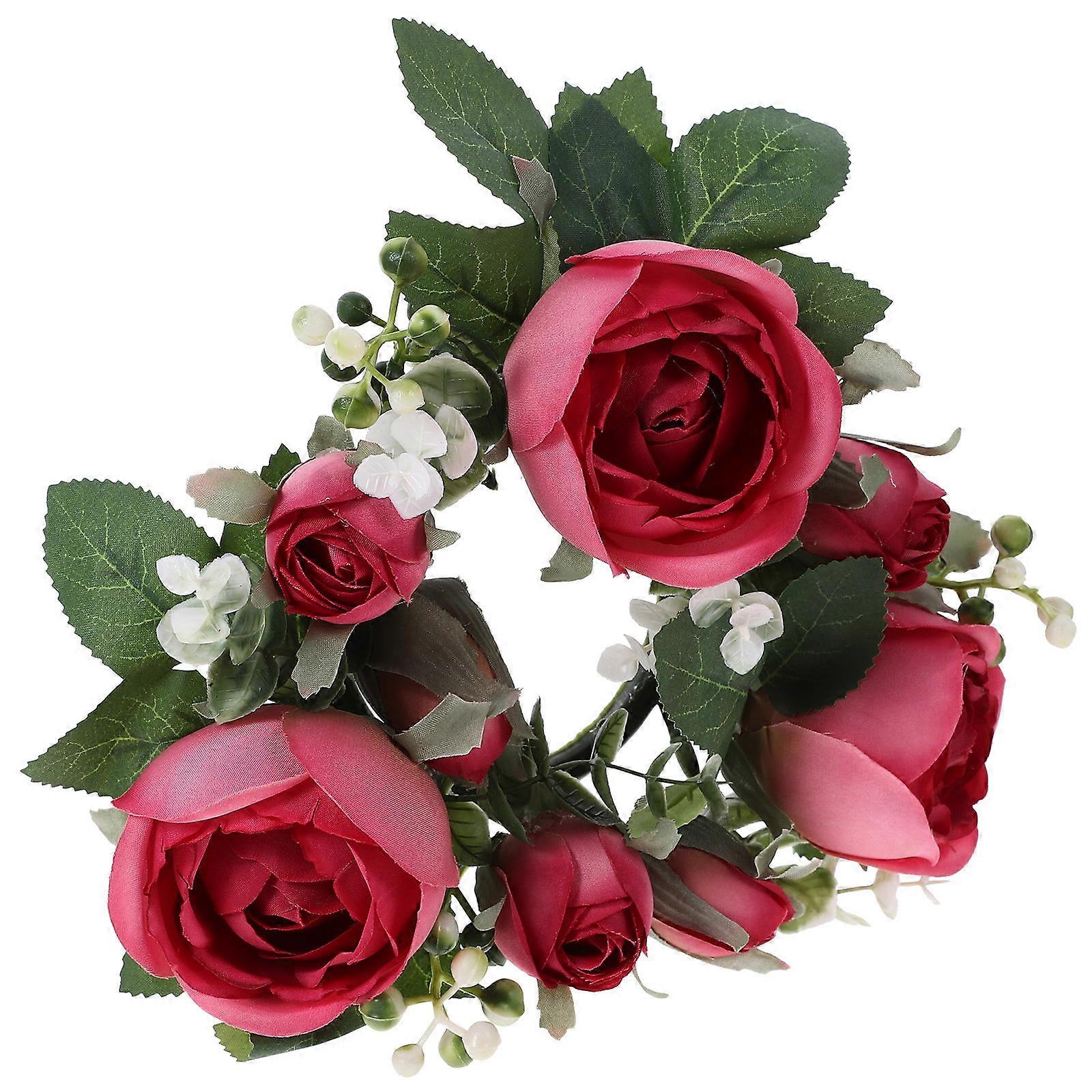 Artificial Flower Candle Ring for Party Decor Wedding