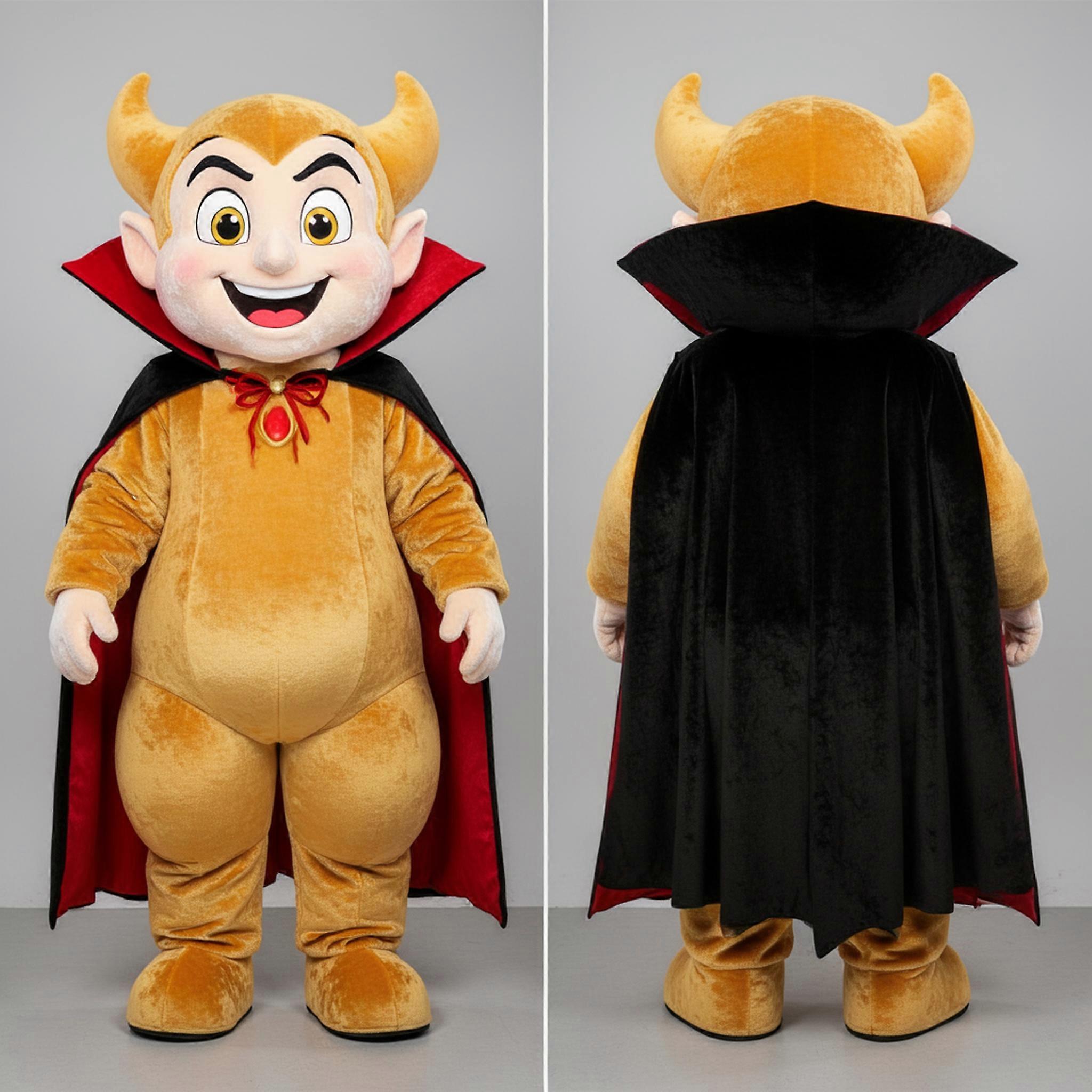 MASTICOT Golden Velvety Cartoon Vampire Mascot