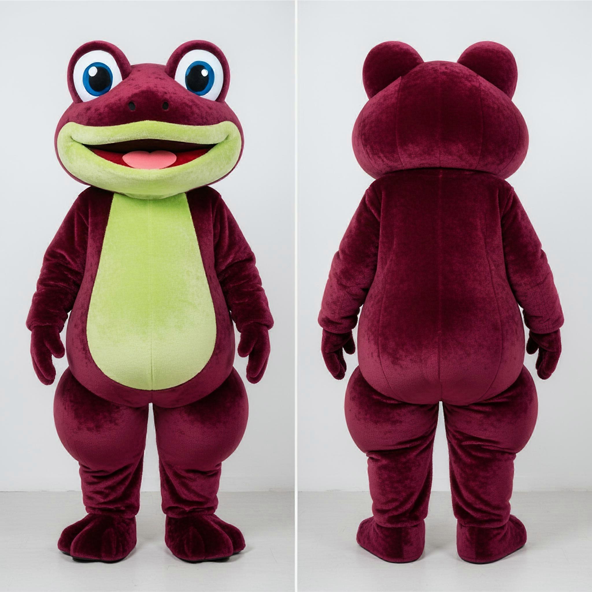 MASTICOT Maroon Plush Friendly Frog Mascot