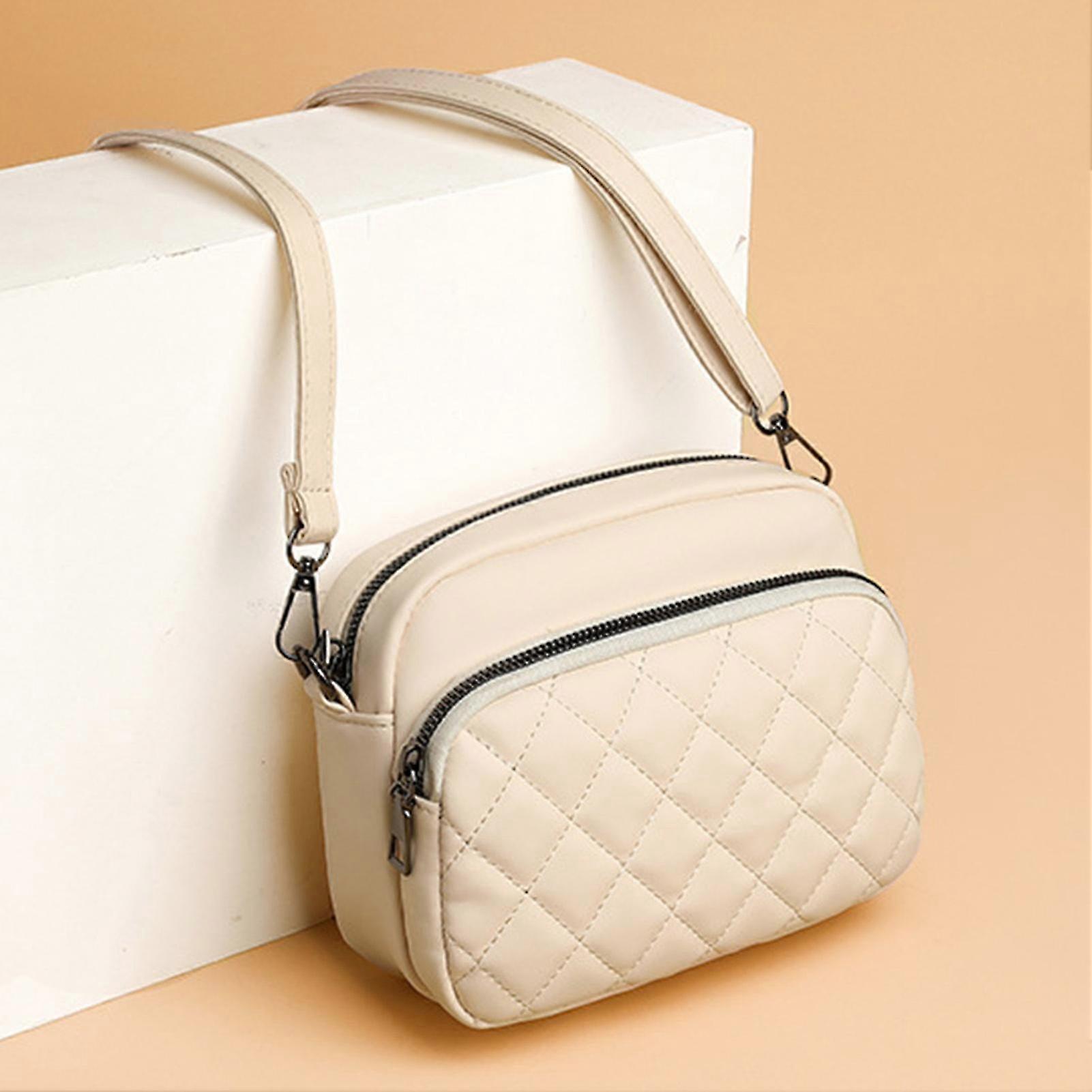 Compact Lattice PU Messenger Bag
