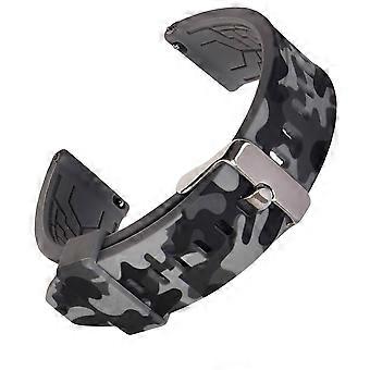 Silicone Watchband Chic Camouflage Watch Strap Compatible for Huawei Watch 20Mm Grey