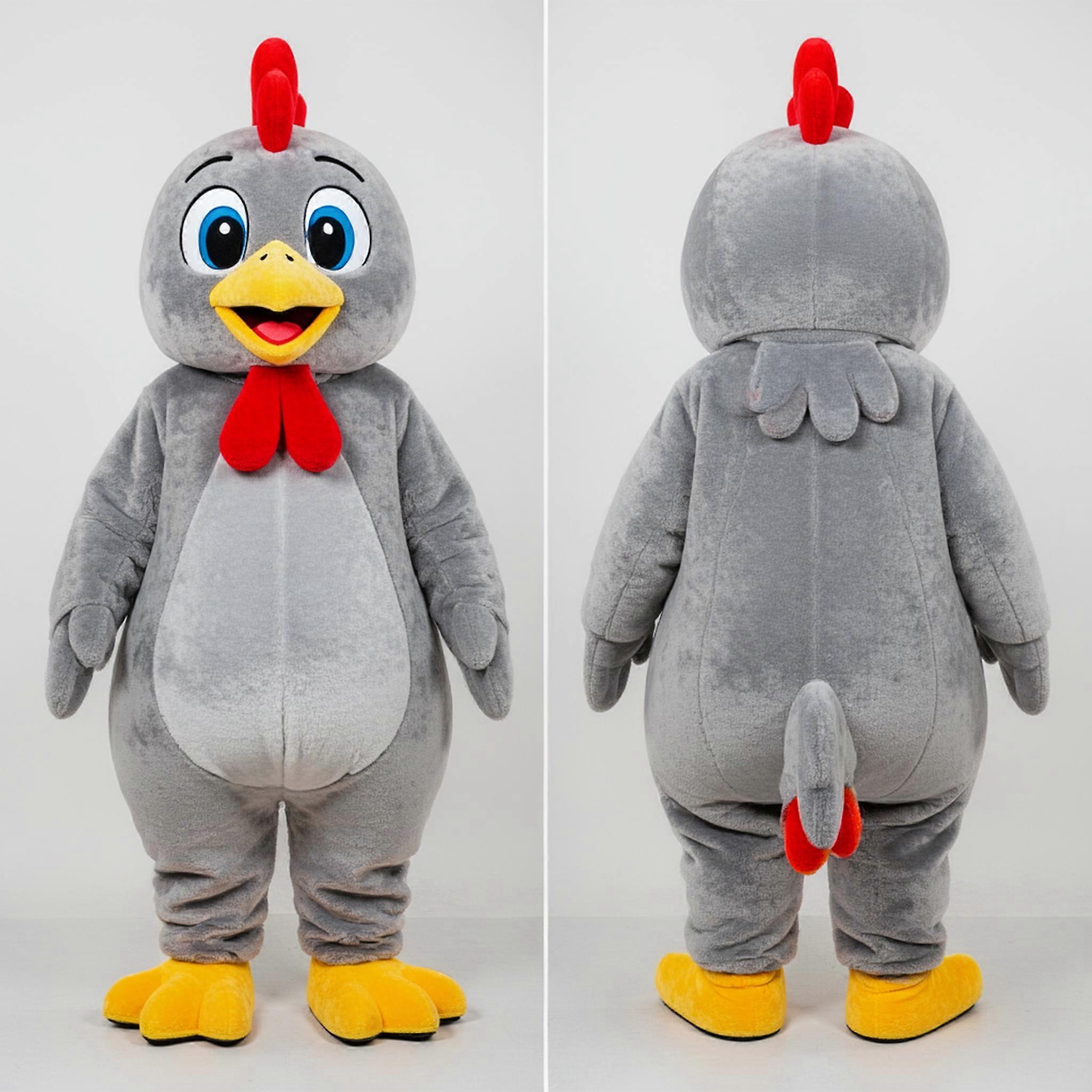 MASTICOT Gray Fluffy Friendly Chicken Mascot