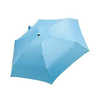 Compact Travel Umbrella Blue Windproof Mini Umbrella UV Protection Lightweight Folding for Sun and Rain