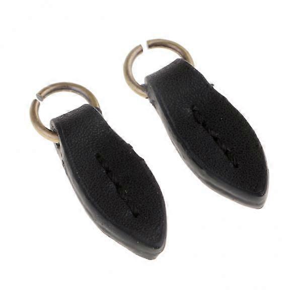 9x 2Pcs Vintage PU Leather er Pull Puller Leaf Shape Sewing Fastener