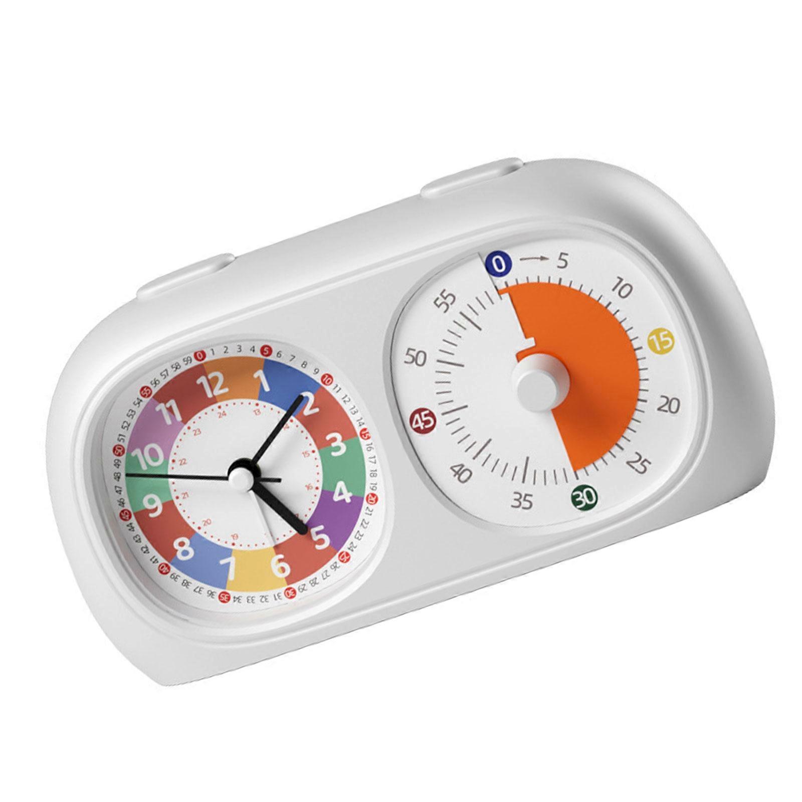 Visual Task Timer with Front Countdown Dials and Clock Face for Meal Preparation, Timed Meetings, and Daily Routines  White