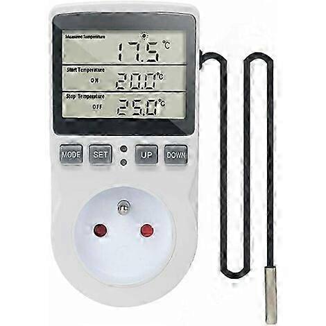 Plug Thermostat Digital Temperature Controller Heating Cooling with Probe, LCD Plug Controller Timer for Aquarium Incubator Greenhouse