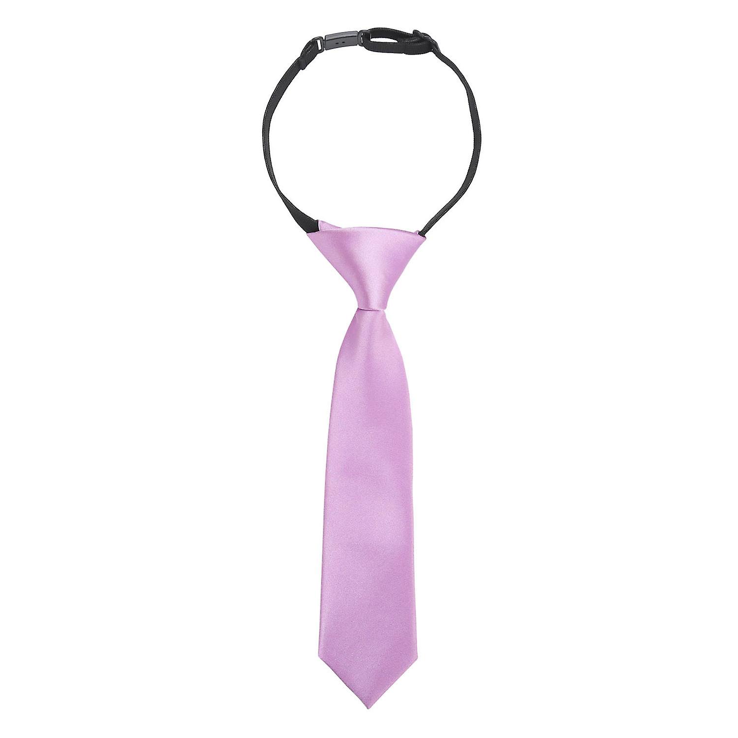 Lilac Plain Satin Elasticated Tie For Boys