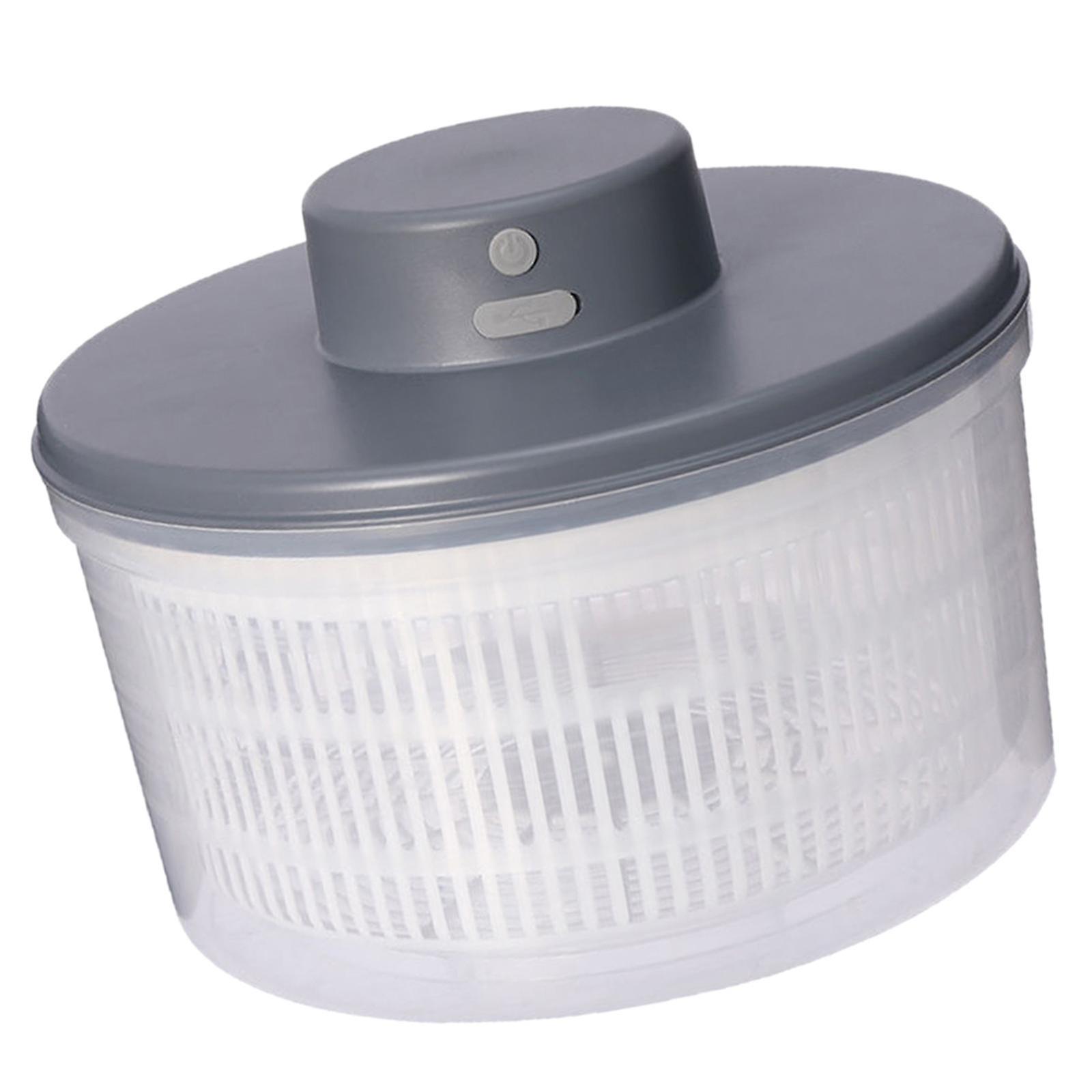 Efficient Electric Salad Spinner Quick Dry Household Drainer Washing Storage Gray