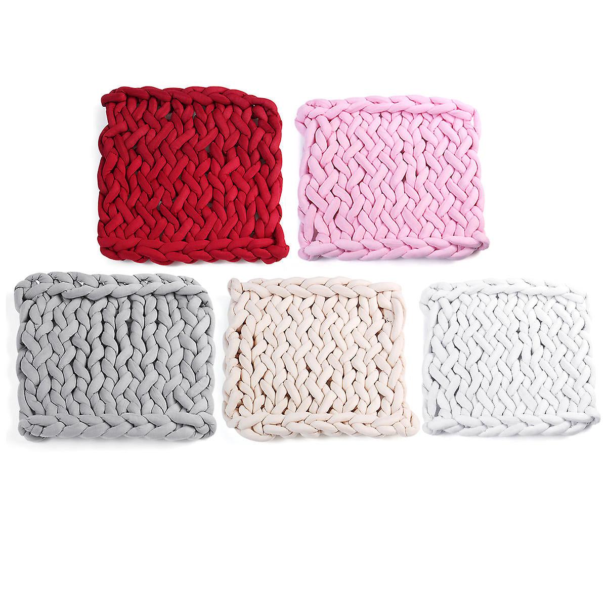 50X50cm Handmade Knitted Cotton Blanket - Soft, Washable, Lint-free, Multicolored, Thick Thread Throw