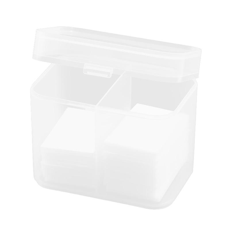 Cosmetic Wash Towel Storage Box 2 Grid Plastic with Lid Cotton Unloading Tool