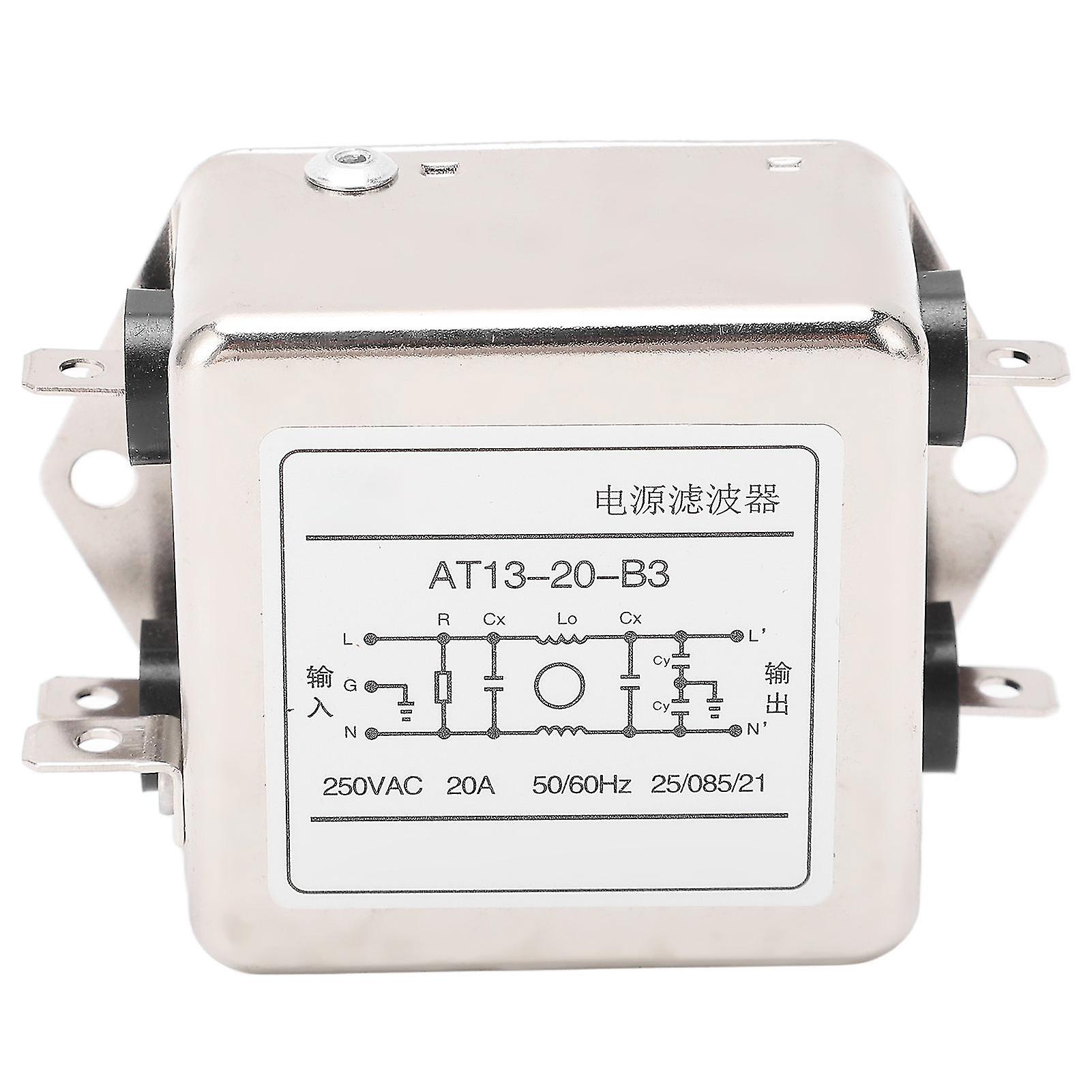 Small Volume 20A AC250V EMI Filter: Easy Wiring, Antioxidation, Eliminates Electromagnetic Interference