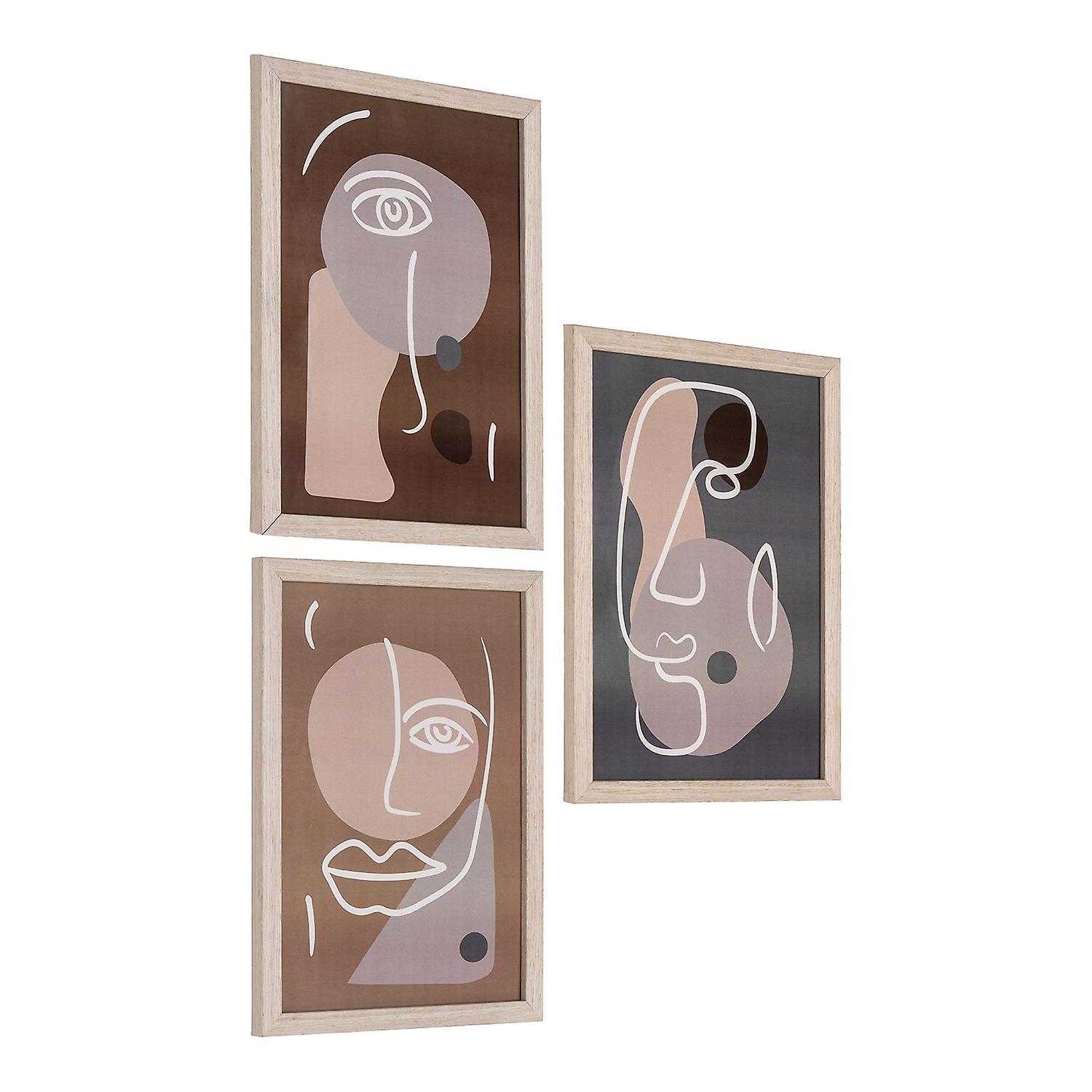3 frames in MDF and light brown glass