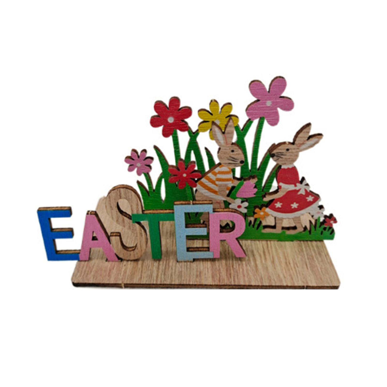 Easter Bunny Wood Decor Easter Tiered Tray Decorations