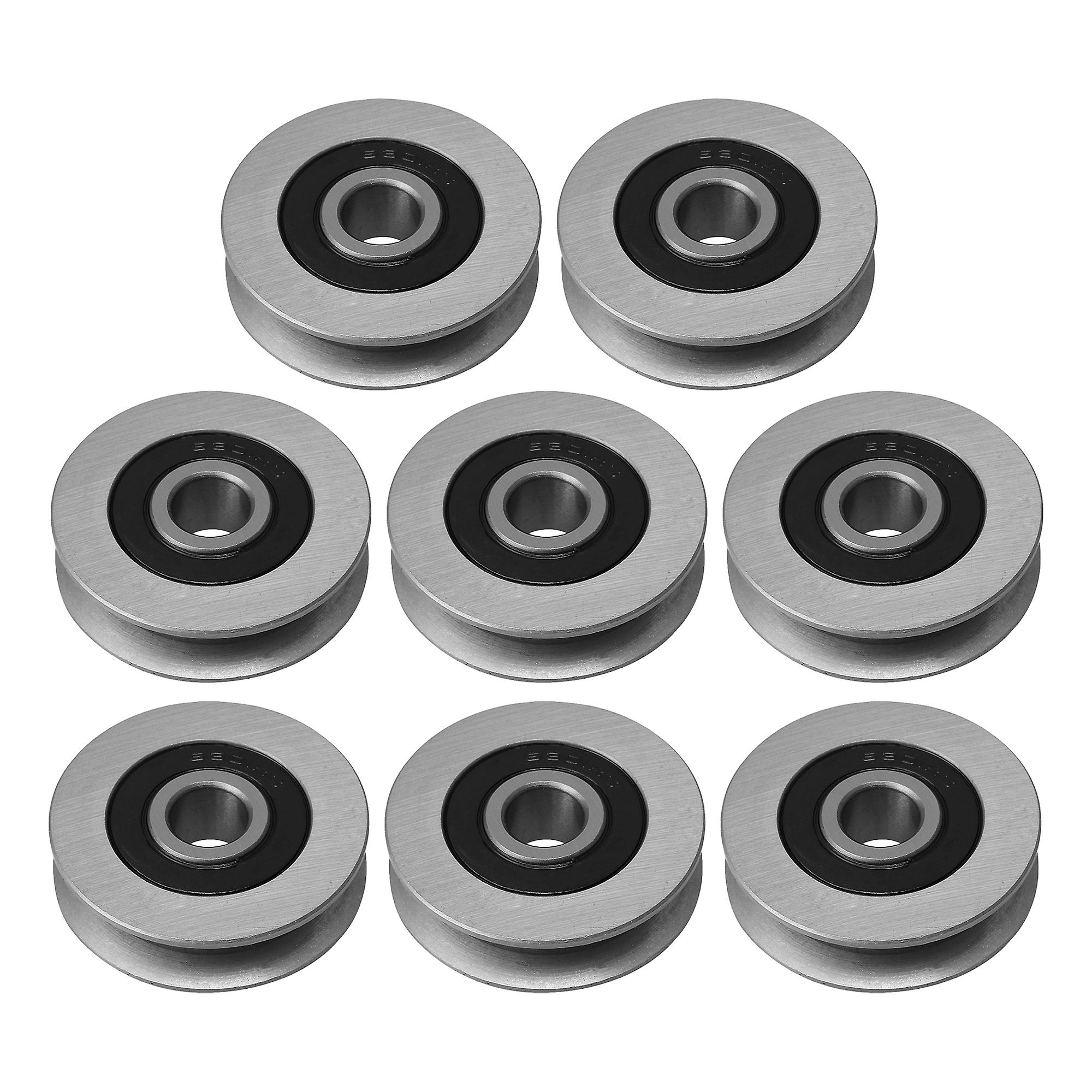 8 Pcs U Slotted Ball Bearings Pulley 12mm Inner Dia Capacity 1129 LBS
