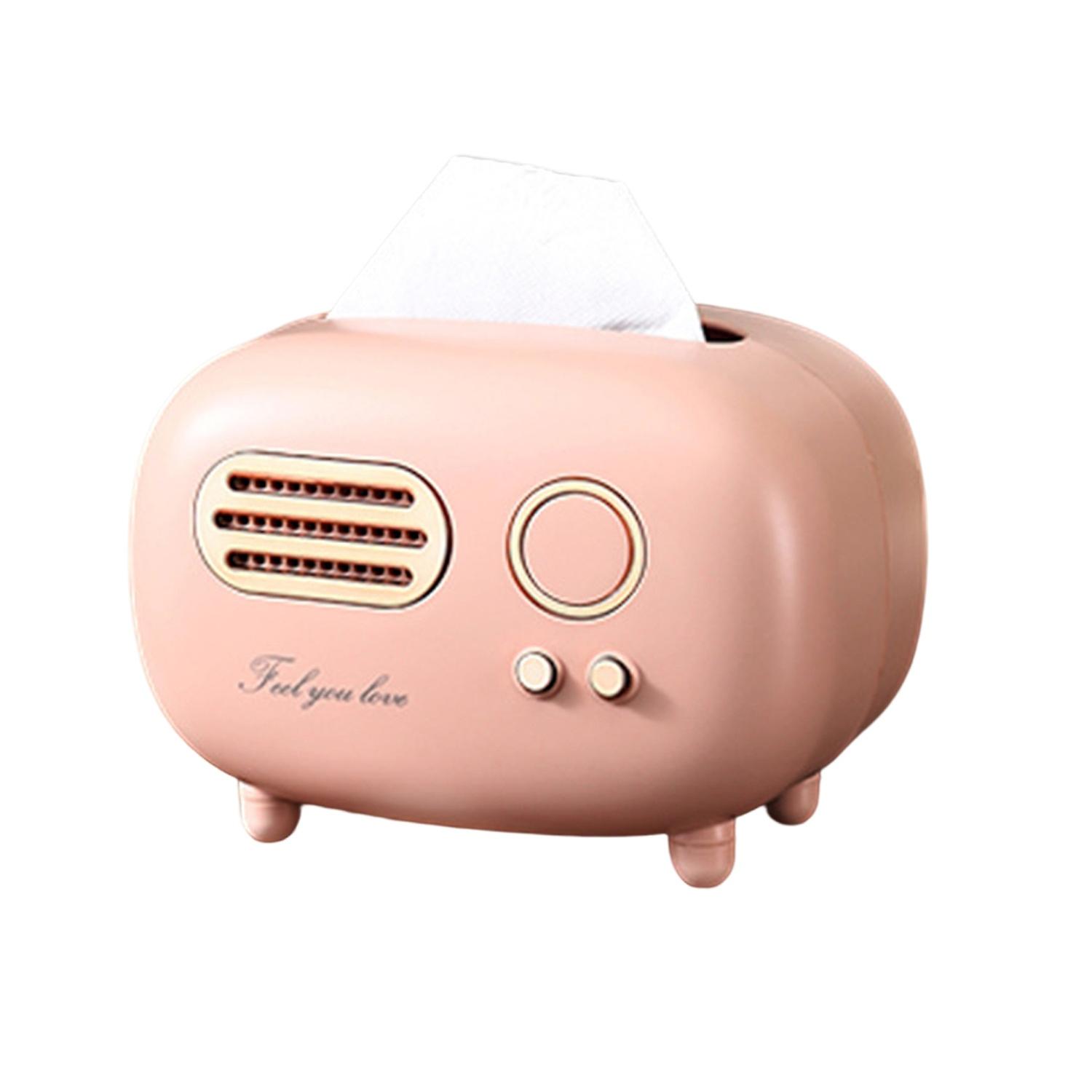 Tissue Holder Large Capacity Non-slip Wide Opening Electroplating Dustproof Retro Radio Napkin Dispe