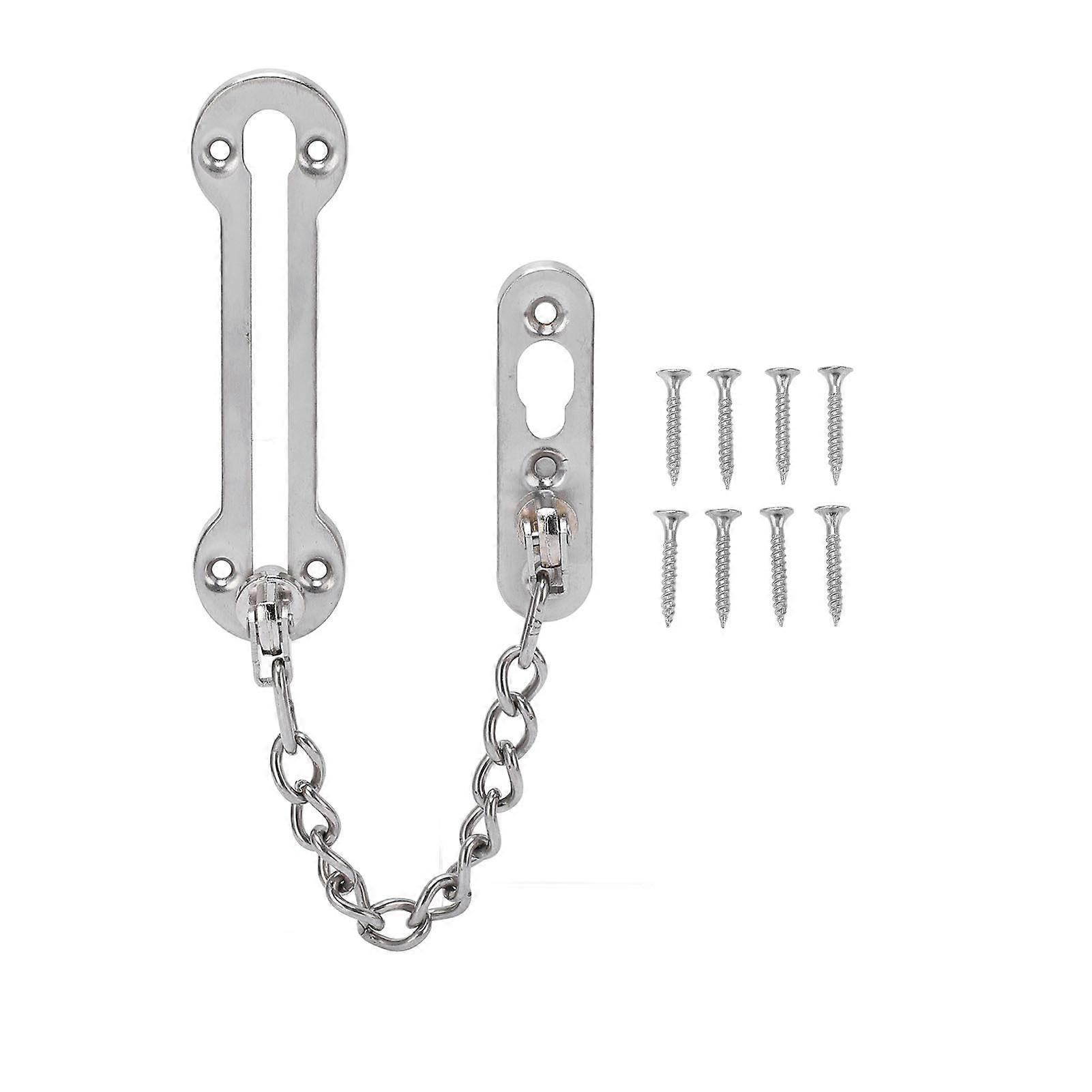 Silver Stainless Steel Door Chain Lock with Scratch & Rust Resistance, Safe Chain Latch Guard for Hotel