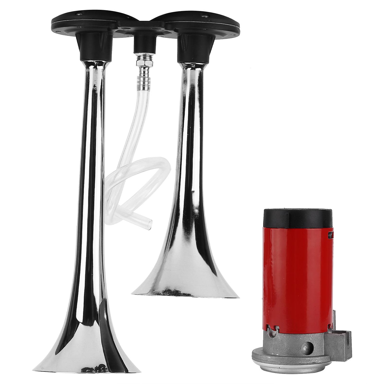 Car Dual Trumpet 12V 150dB Chrome Plated Black with Compressor Replacement for SUV Motorcycle Boat Off Road