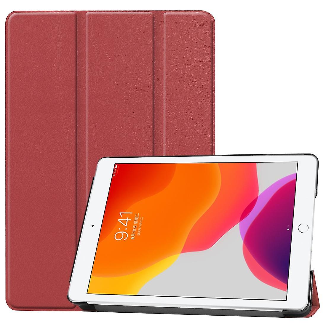 Custer Texture Leather Case For Ipad 10.2 Wine Red