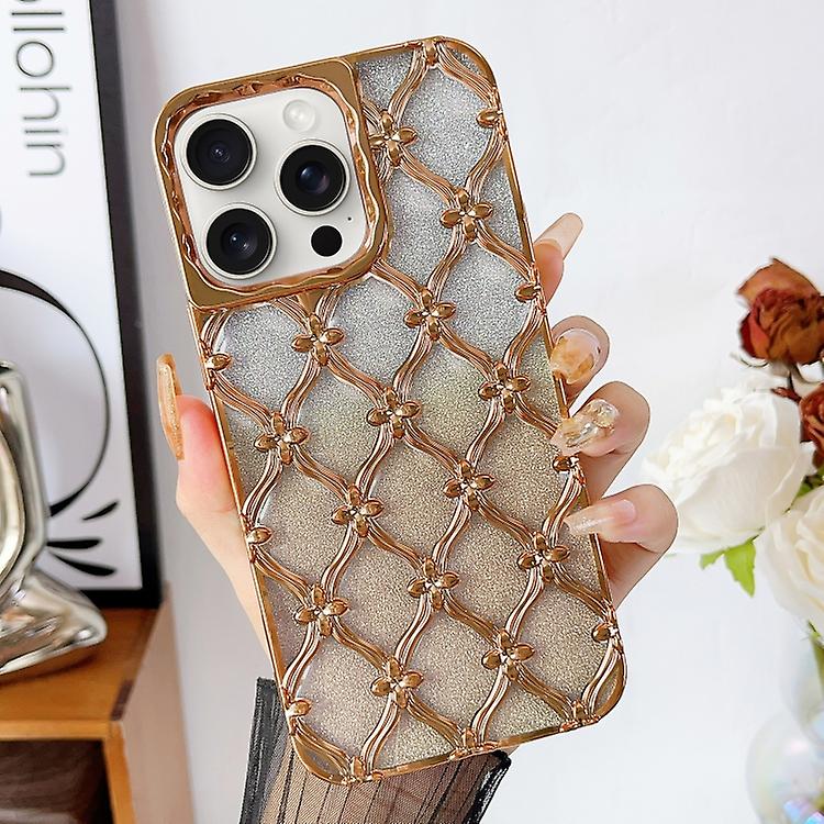 For iPhone 12 Star Flower Electroplated TPU Phone Case with Gradient Glitter Paper