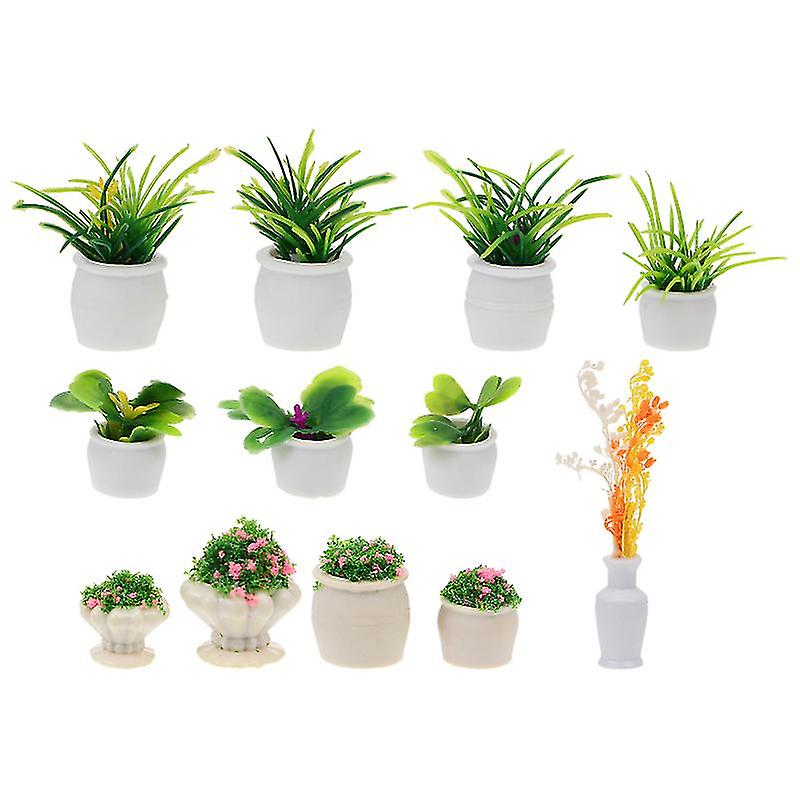 12pcs Potted Plant Model Decors
