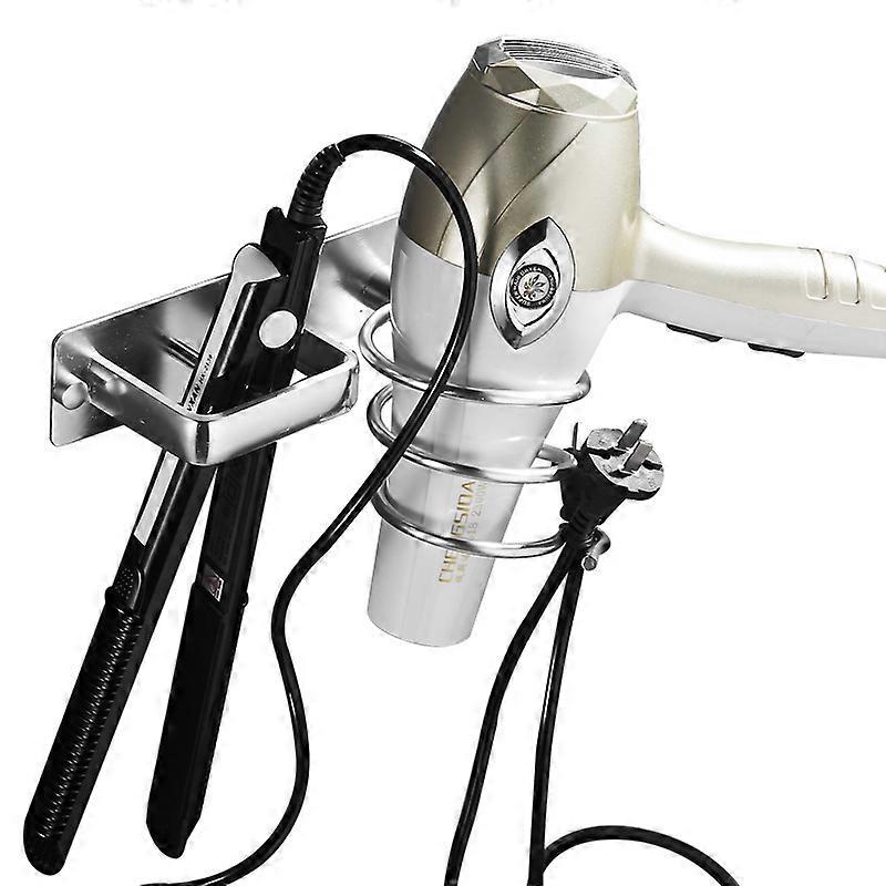 Support mural pour sche-cheveux (argent), fixation par perage, acier inoxydable