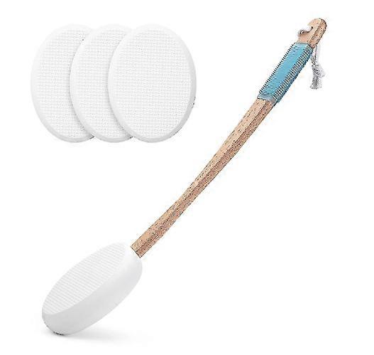 Lotion Applicator for Back, Feet, 4 Replaceable Pads with 1 Long Handled, Back Lotion Applicator for Elderly, Women, White