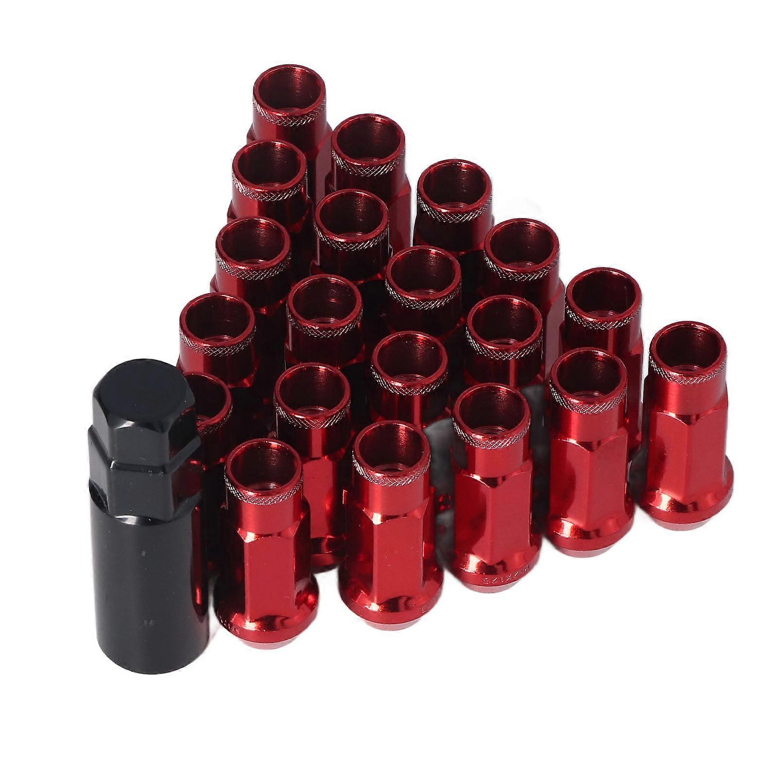 20pcs M12x1.25 Metal Wheel Lug Nuts Universal Car Accessories Replacement for Mitsubishi Red NO.73797