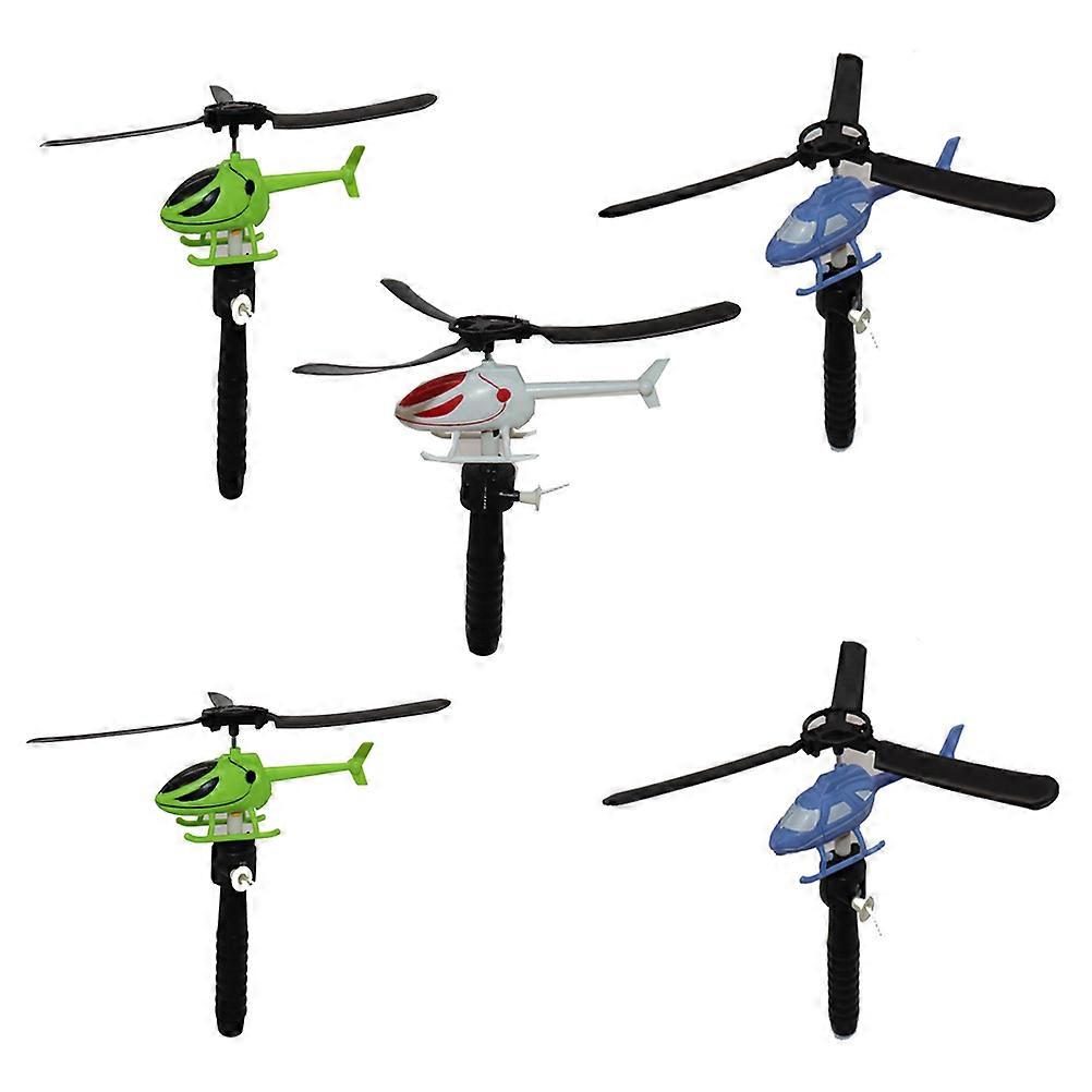 5pcs DIY Pull String Airplane Model Plane Helicopter Toy Creative Funny Copter Toy Educational Gift Toy for Children Kids (Mixed Color Mixed Pattern)