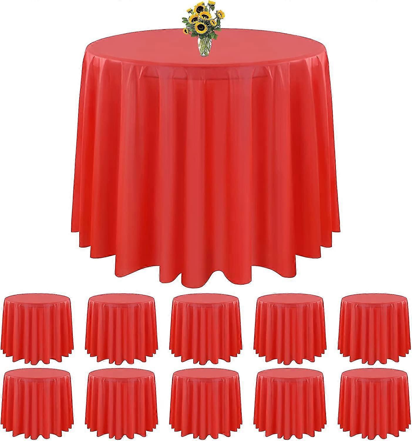 10 Pack Premium Plastic Round Tablecloth 84 Inch Disposable Circle Table Covers Gift
