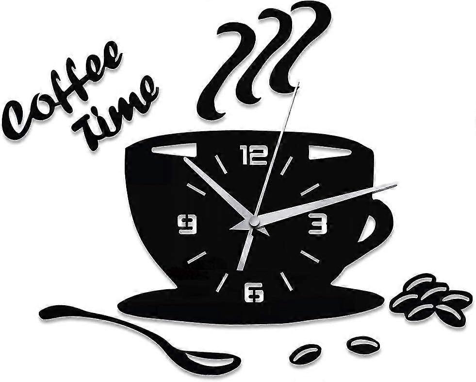 Acrylic Wall Clocks Coffee Time Cup Clock Battery Operated Large Clock For Office-Yvan