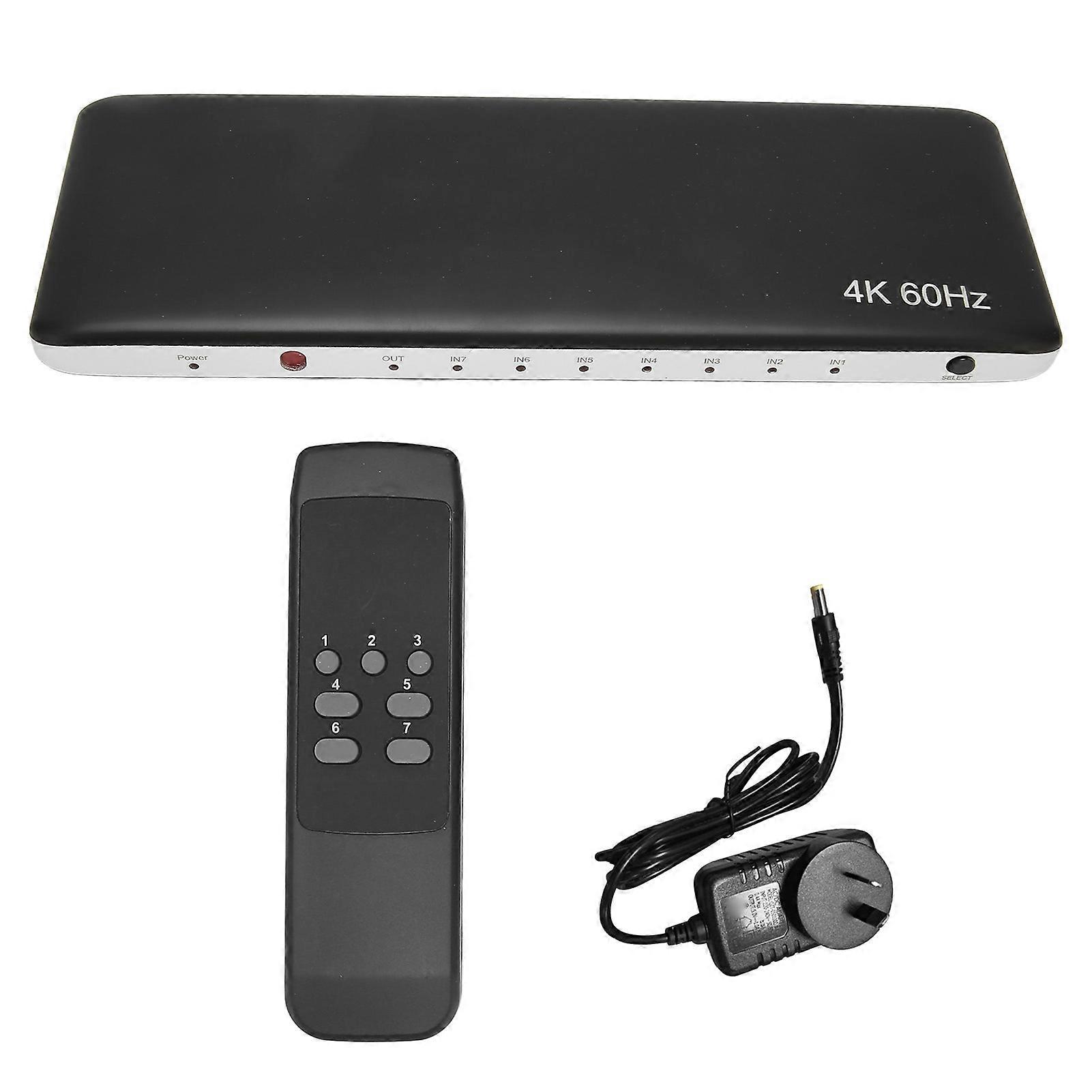HD Multimedia Interface 2.0 Switch 7 in 1 Out HDCP 2.2 Support 4K 60Hz UHD 3D Video Switcher Selector 100?240V AU Plug