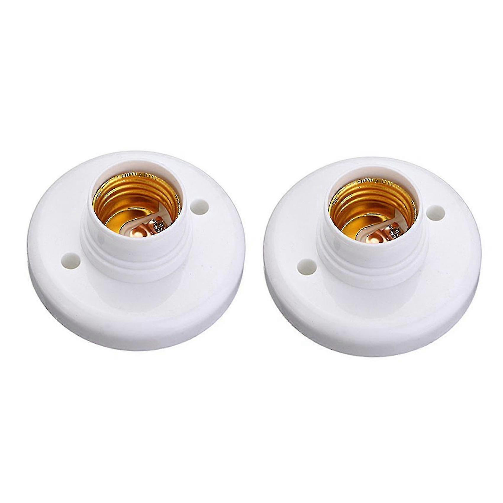 2x E27 Round Plastic Base Screw Light Bulb Lamp Socket Holder White