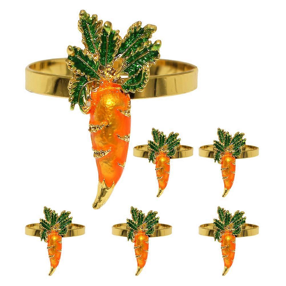 6Pcs Easter Napkin Ring Metal Dining Table Napkin Ring Carrot Serviette Buckles