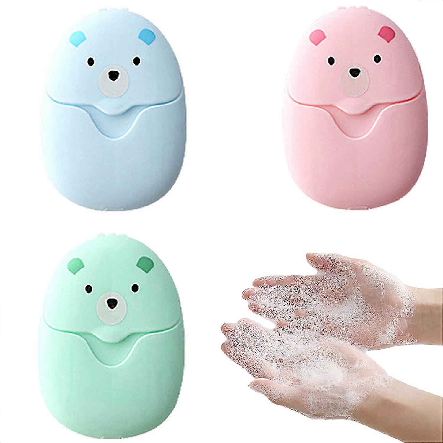 3 Boxes Disposable Soap Discs Sheets Portable Mini 3 Colours Paper Soap with Plastic Box