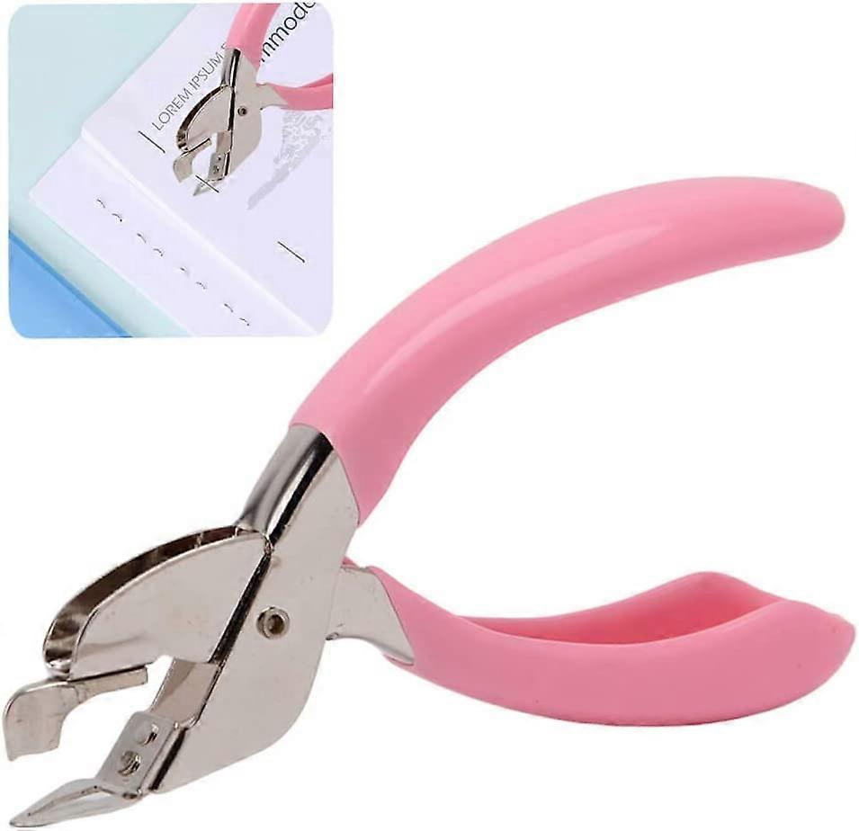 Desktop Stapler Handheld Comfort Staple Pulling Tool pink