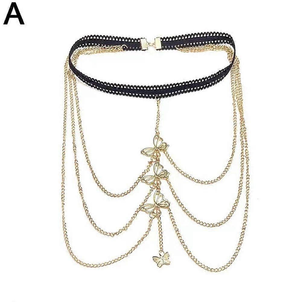Multi-Layered Butterfly Tassel Leg Chain Elegant Alloy Anklet For Women Gift