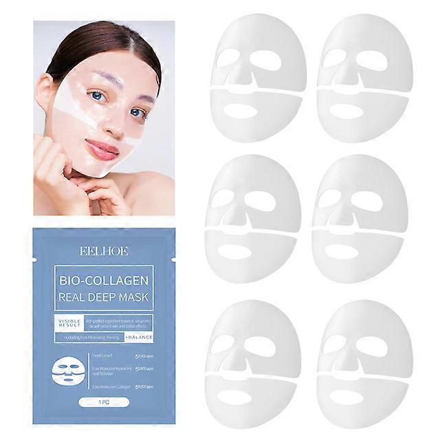 6PCS Bio-collagen Real Deep Mask,Korean Deep Hydrating Hydrating Firming Mask. Bio Collagen Face Mask Overnight,Small Molecule Penetration, Anti-wrink