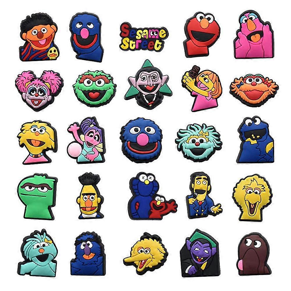 25 יחידות רחוב סומסום מצויר קרוקס קסמי ג'יביץ סתימת סנדלים קישוט אביזרי נעליים ילדים בני נוער מבוגרים בנות בנים בנים גברים נשים מסיבה טובה