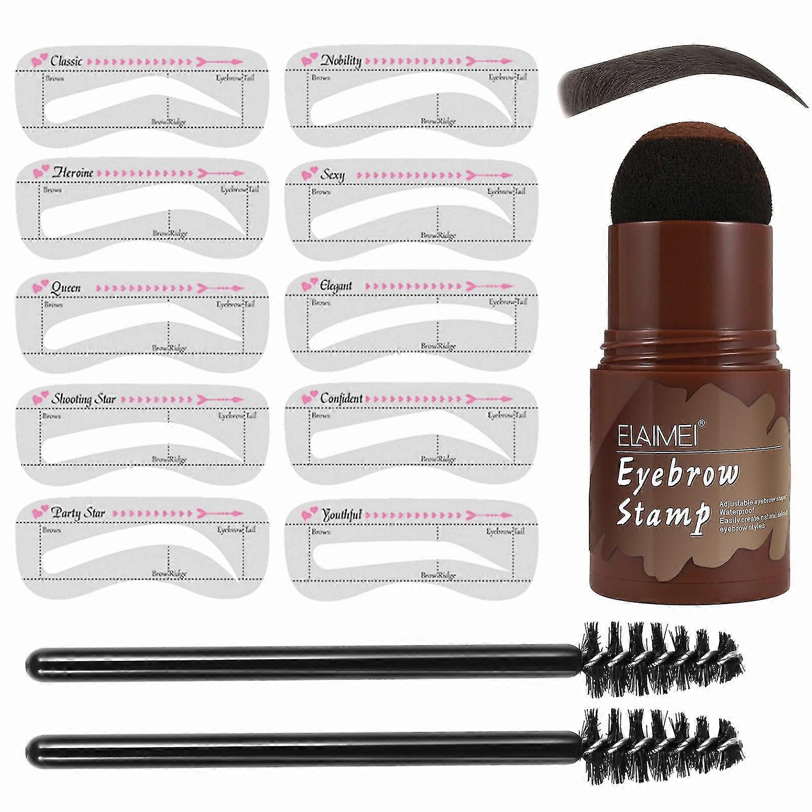 Perfect Brows Stencil Stamp Kit With 2 Brushes One Step Long Lasting Shaping